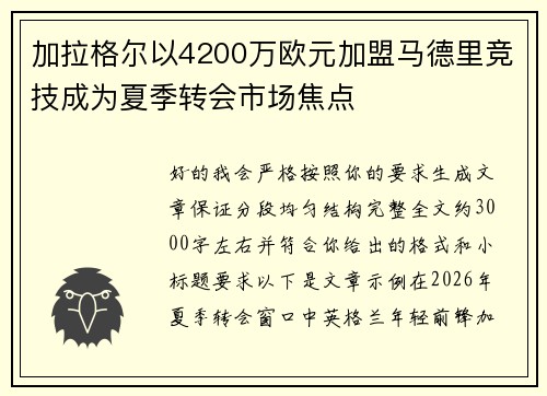 加拉格尔以4200万欧元加盟马德里竞技成为夏季转会市场焦点